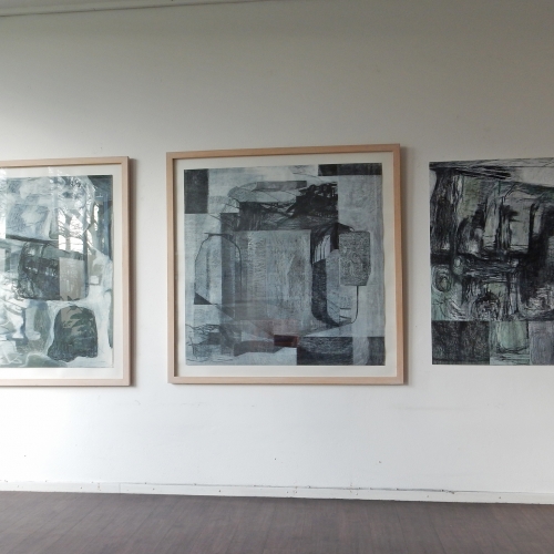 2019 Studioview | 'Tube' and Untitled | drawings 117 x 117 cm each | Pastel / contepencil on paper
